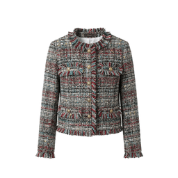 Multi-Tonal Fringe Bouclé Tweed Jacket – Crimson & Slate thumbnail 1