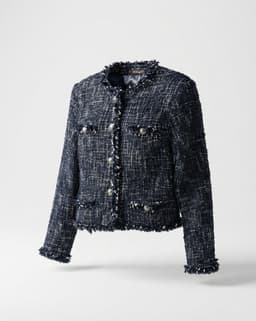 Midnight Navy Fringed Bouclé Tweed Jacket thumbnail 1