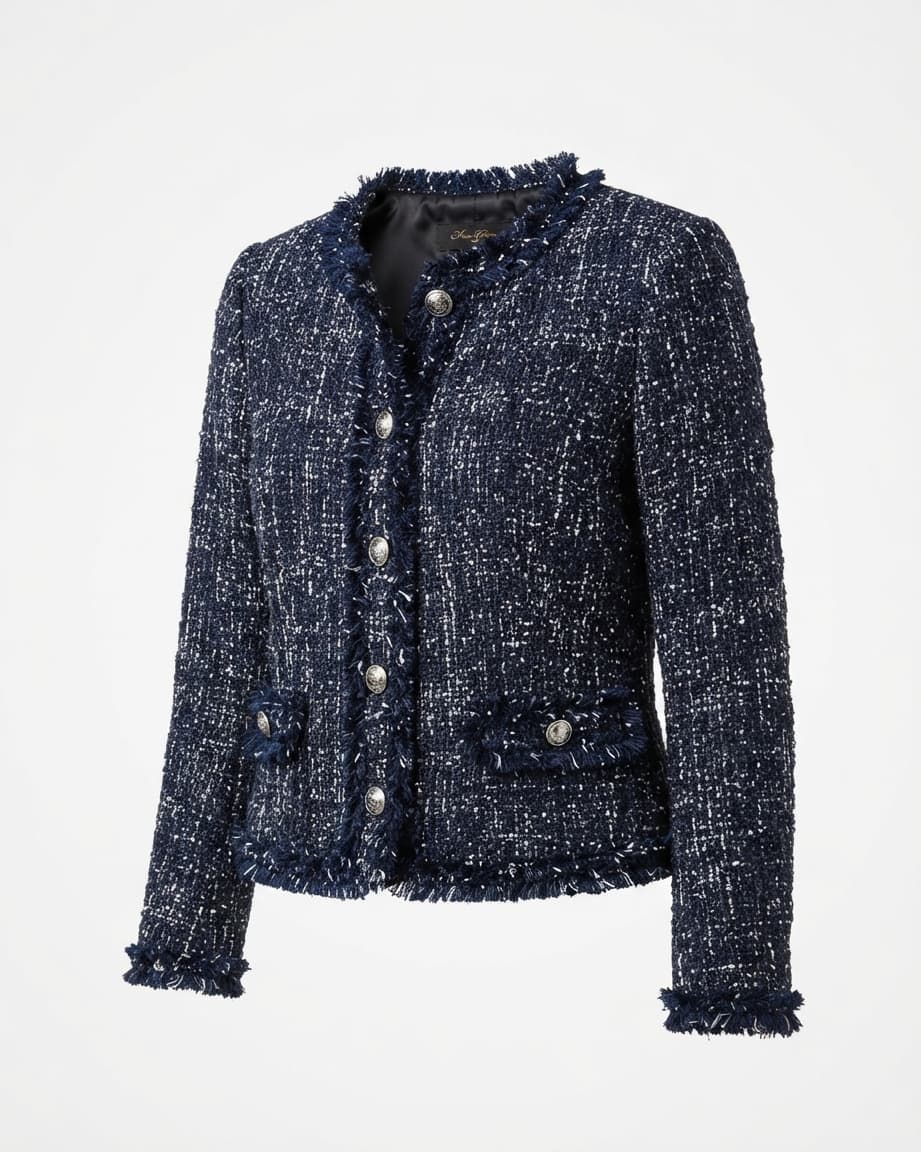 Deep Navy Flecked Tweed Jacket – Silver Crest Edition