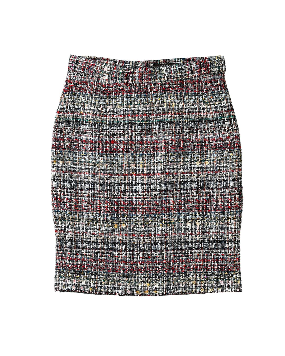 Multi-Color Bouclé Tweed Pencil Skirt