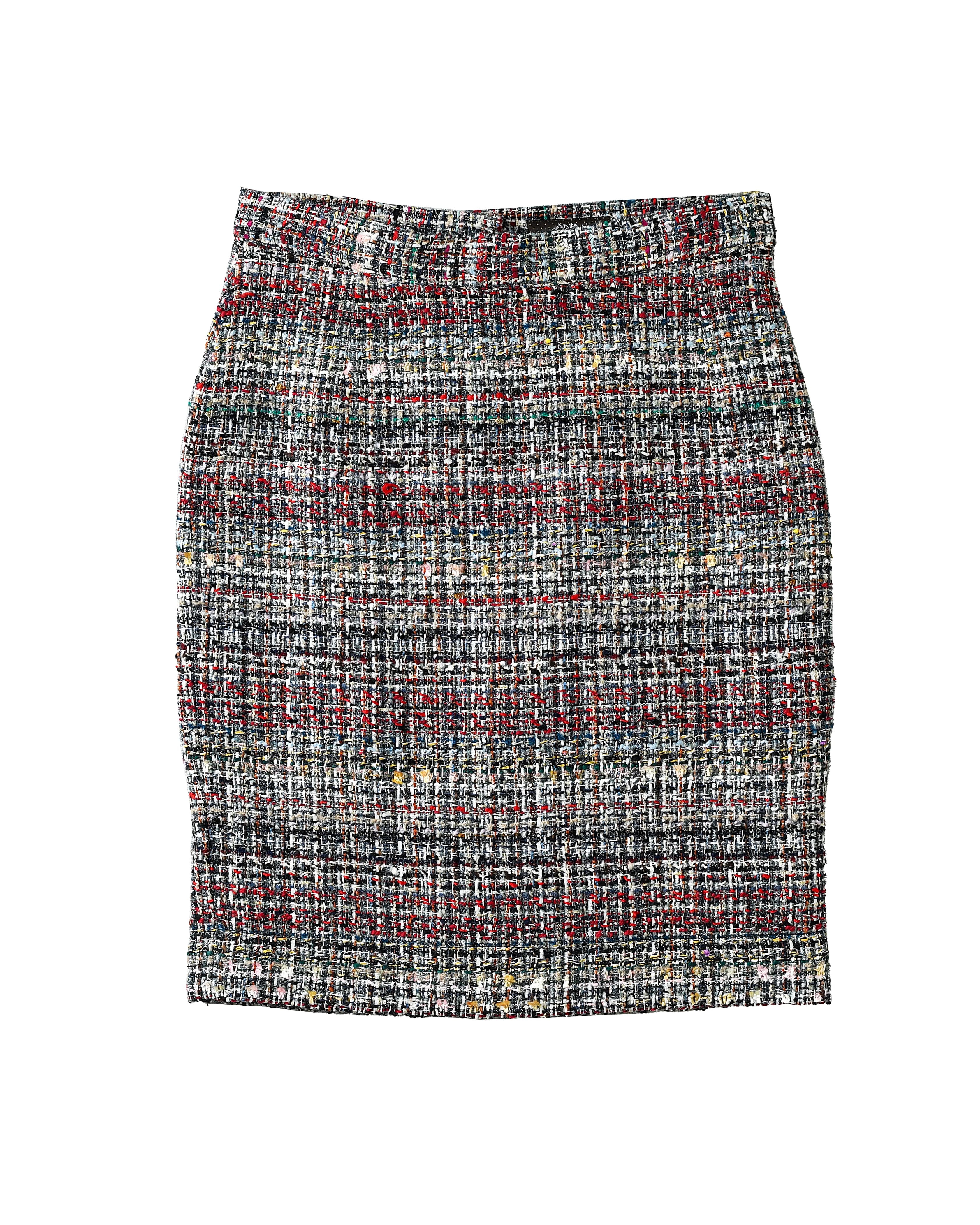 Multi-Color Bouclé Tweed Pencil Skirt