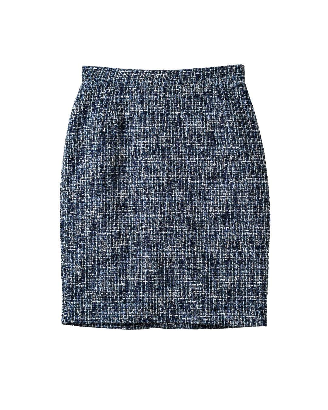 Blue Tonal Bouclé Tweed Pencil Skirt