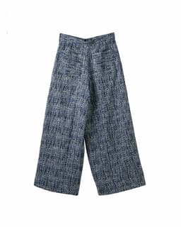 Blue Tonal Bouclé Tweed Wide-Leg Trousers thumbnail 2