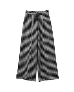 Monochromatic Striped Bouclé Tweed Wide-Leg Trousers thumbnail 1