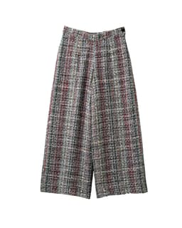 Multi-Color Bouclé Tweed Wide-Leg Trousers thumbnail 1