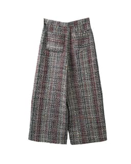 Multi-Color Bouclé Tweed Wide-Leg Trousers thumbnail 2