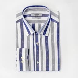 Men’s Premium Blue & White Vertical Striped Formal Shirt thumbnail 1