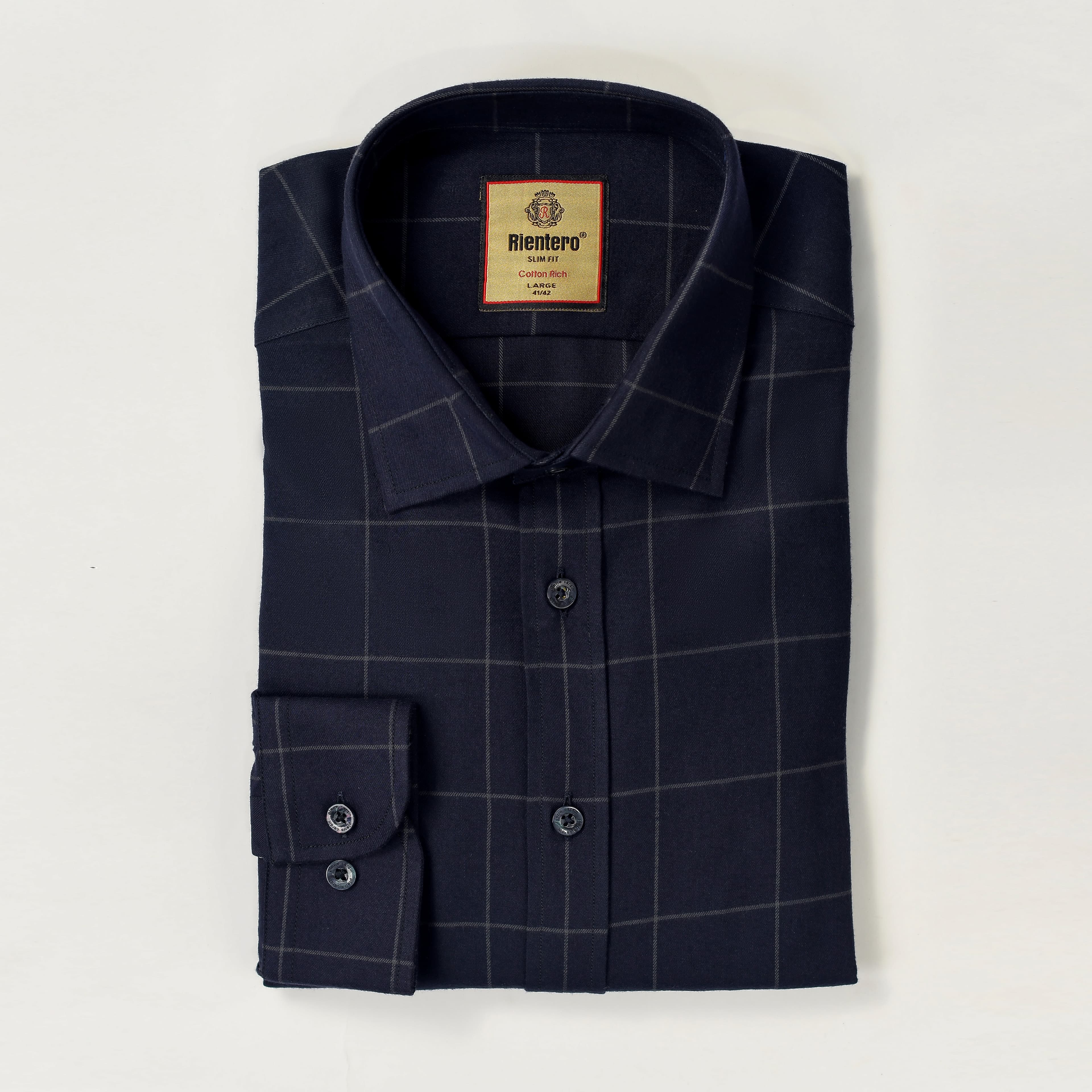 Midnight Windowpane Slim-Fit Cotton Shirt