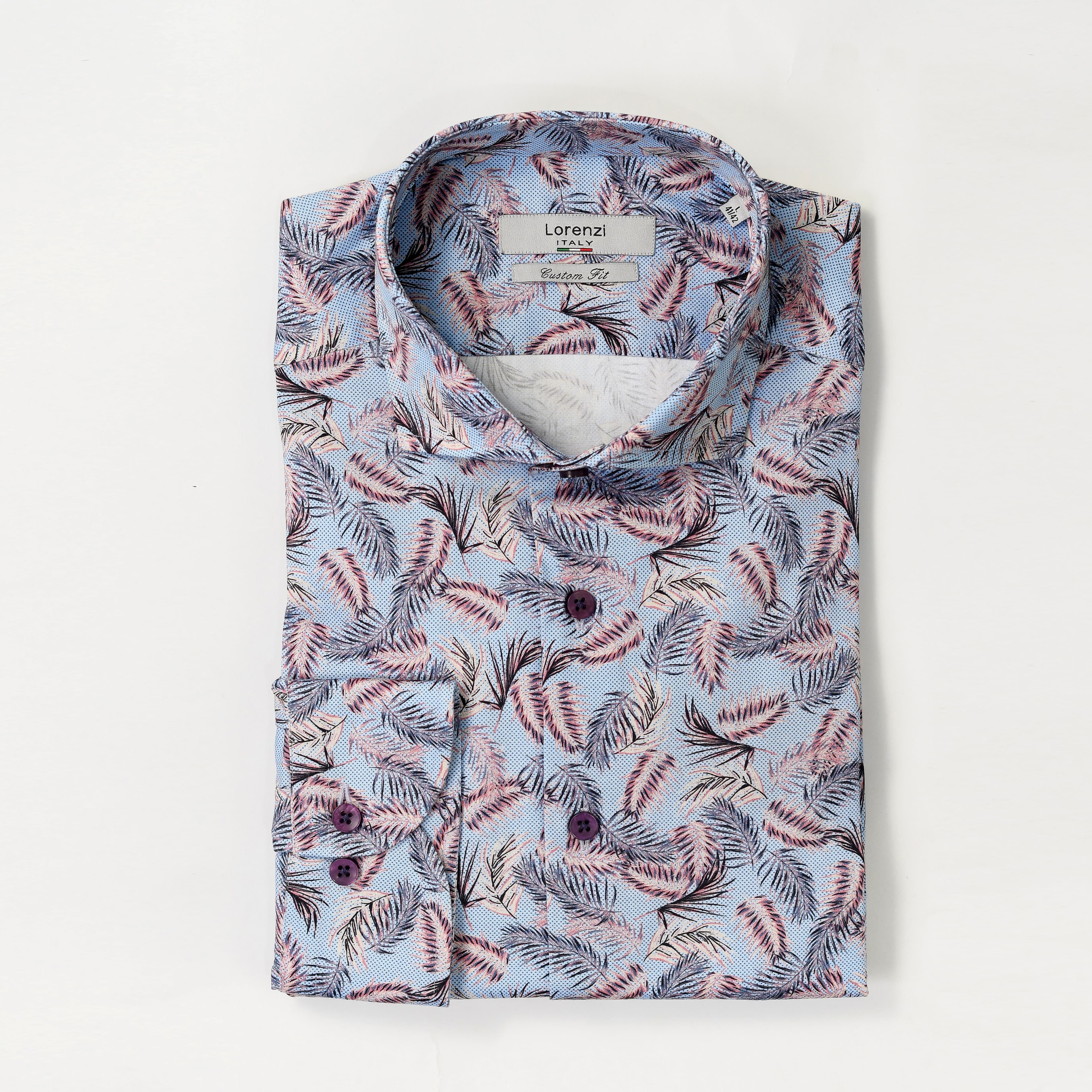 Tropical Fern Print Cotton Shirt