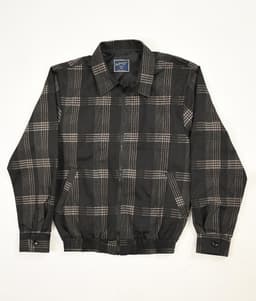 Shadow Grid Plaid Zip-Up Harrington Jacket thumbnail 1