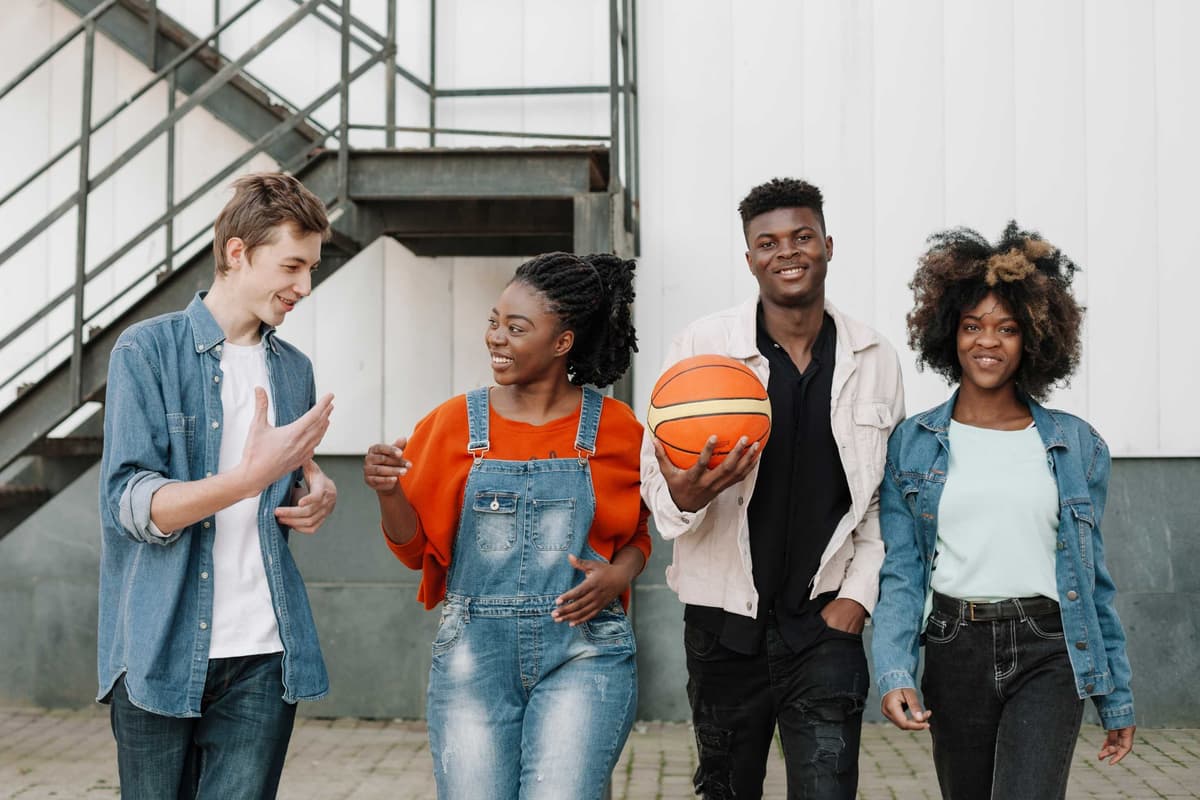 Group with basketball